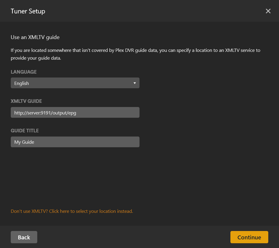 Plex Add EPG