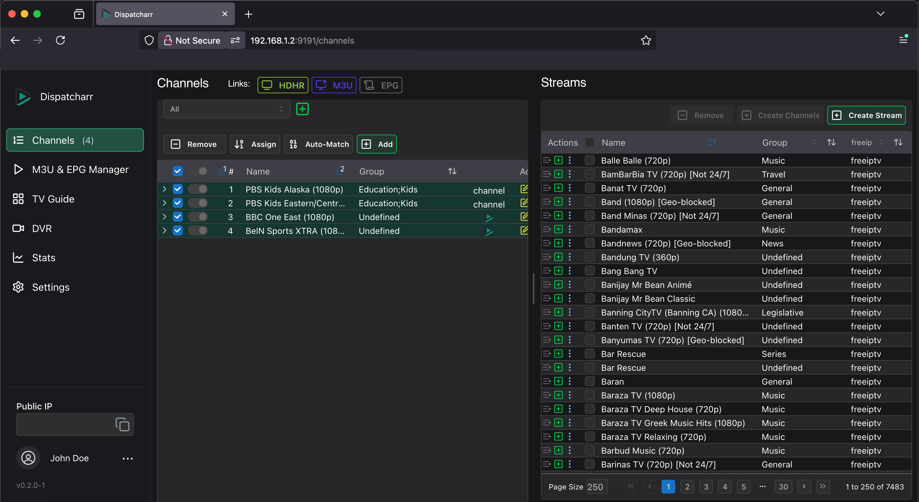 Dispatcharr UI