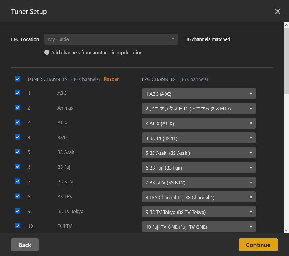 Map EPG Plex
